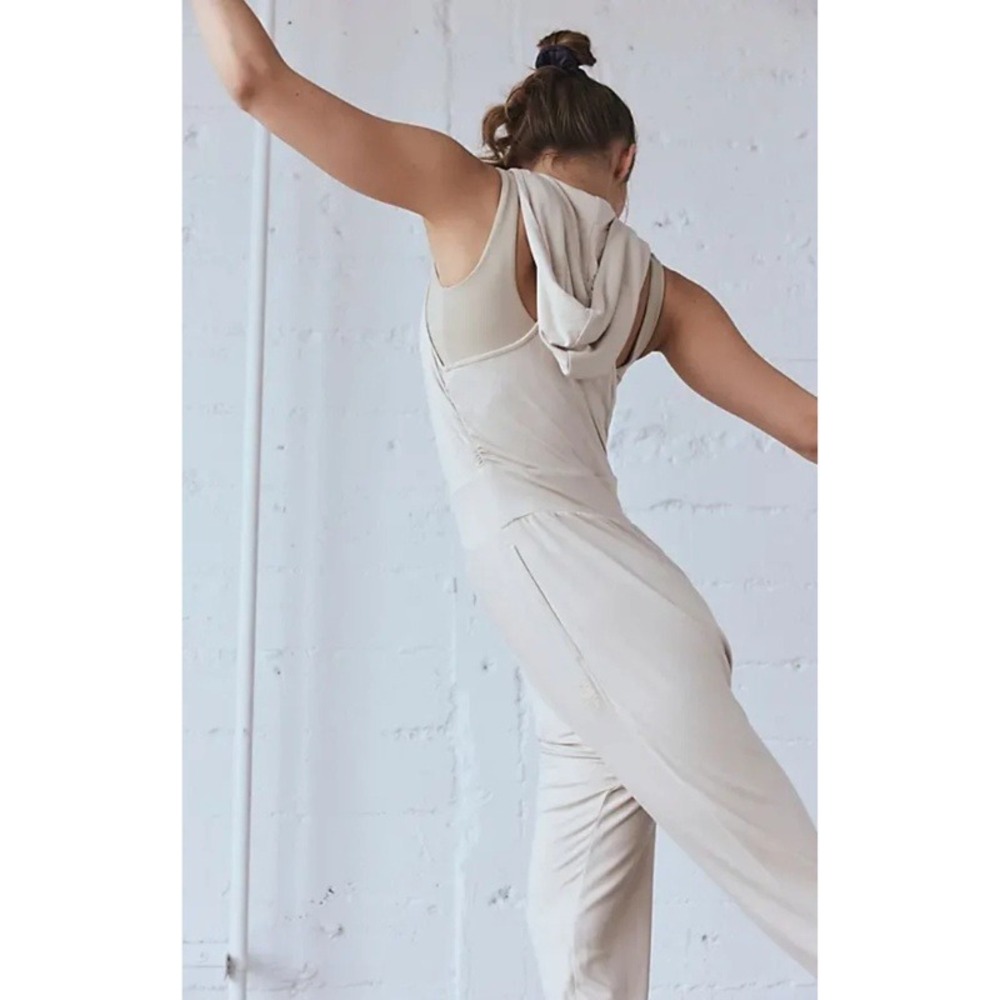 NWOT Free People FP Movement Second Chance Jumpsuit Harem Beige Size Large - Picture 2 of 8